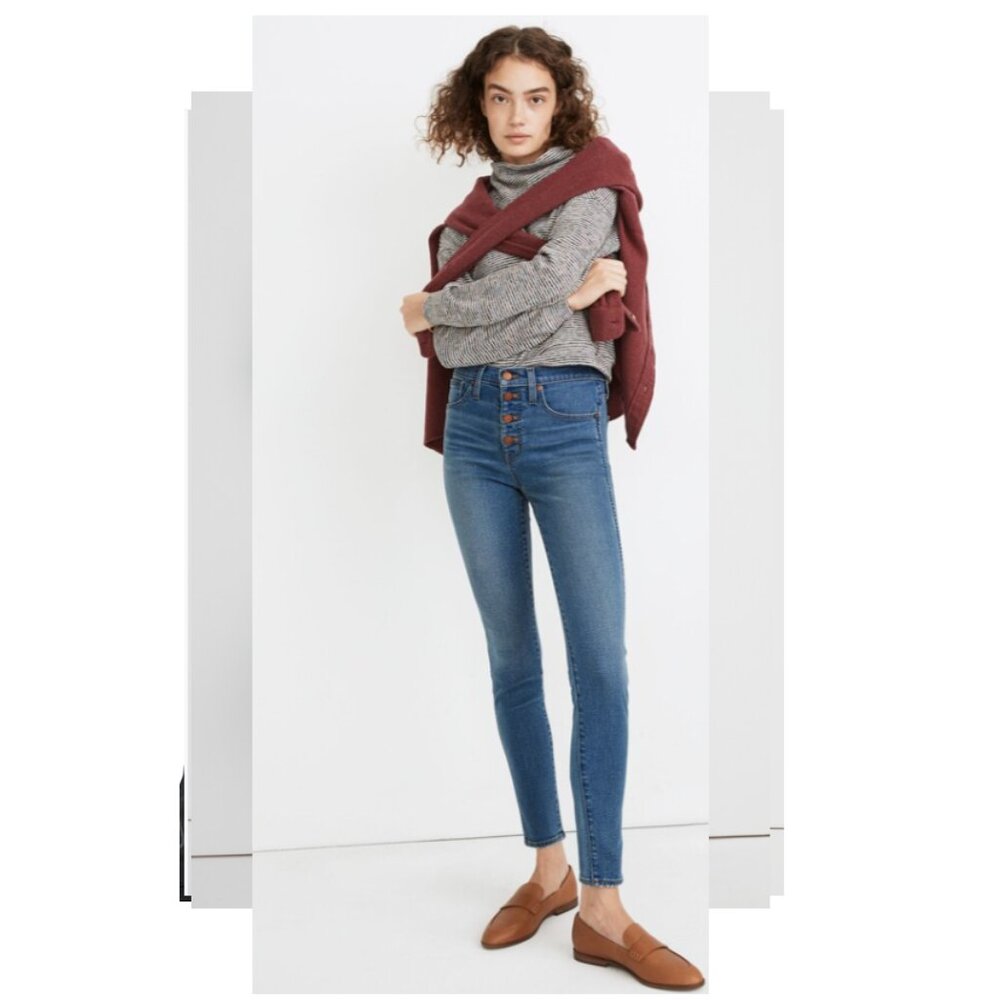 Madewell 10" high rise skinny jeans (Button Fly) in Cayer wash, sz 23
